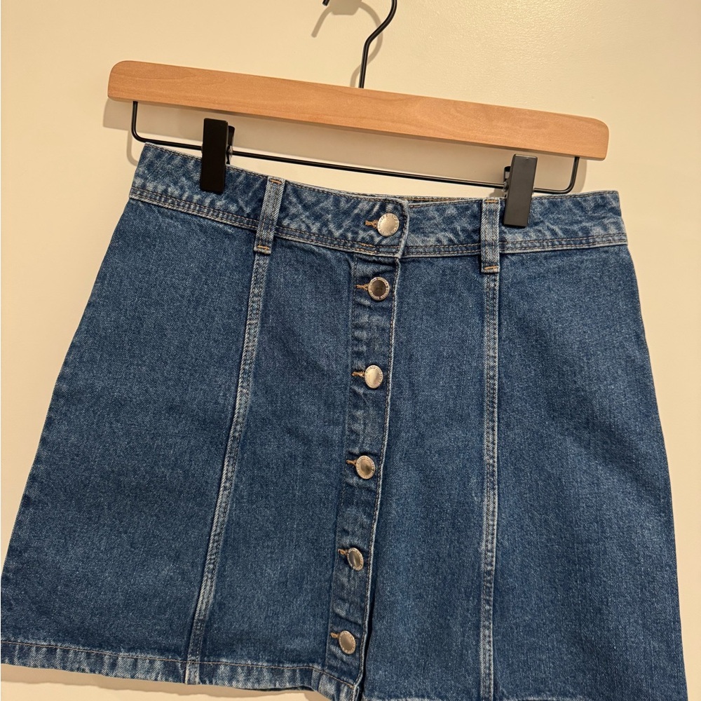 Denim Button-Front Skirt